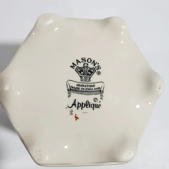 VTG  Masons Ironstone hexagon Lidded Jar With Applique Pattern,Multi-colored. - Picture 6 of 10